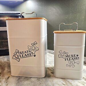 *NEW* Treat Container w/Airtight Bamboo Lid 2 Pack - Farmhouse Large Treats Jar